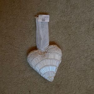 Beaded White Heart Ornament